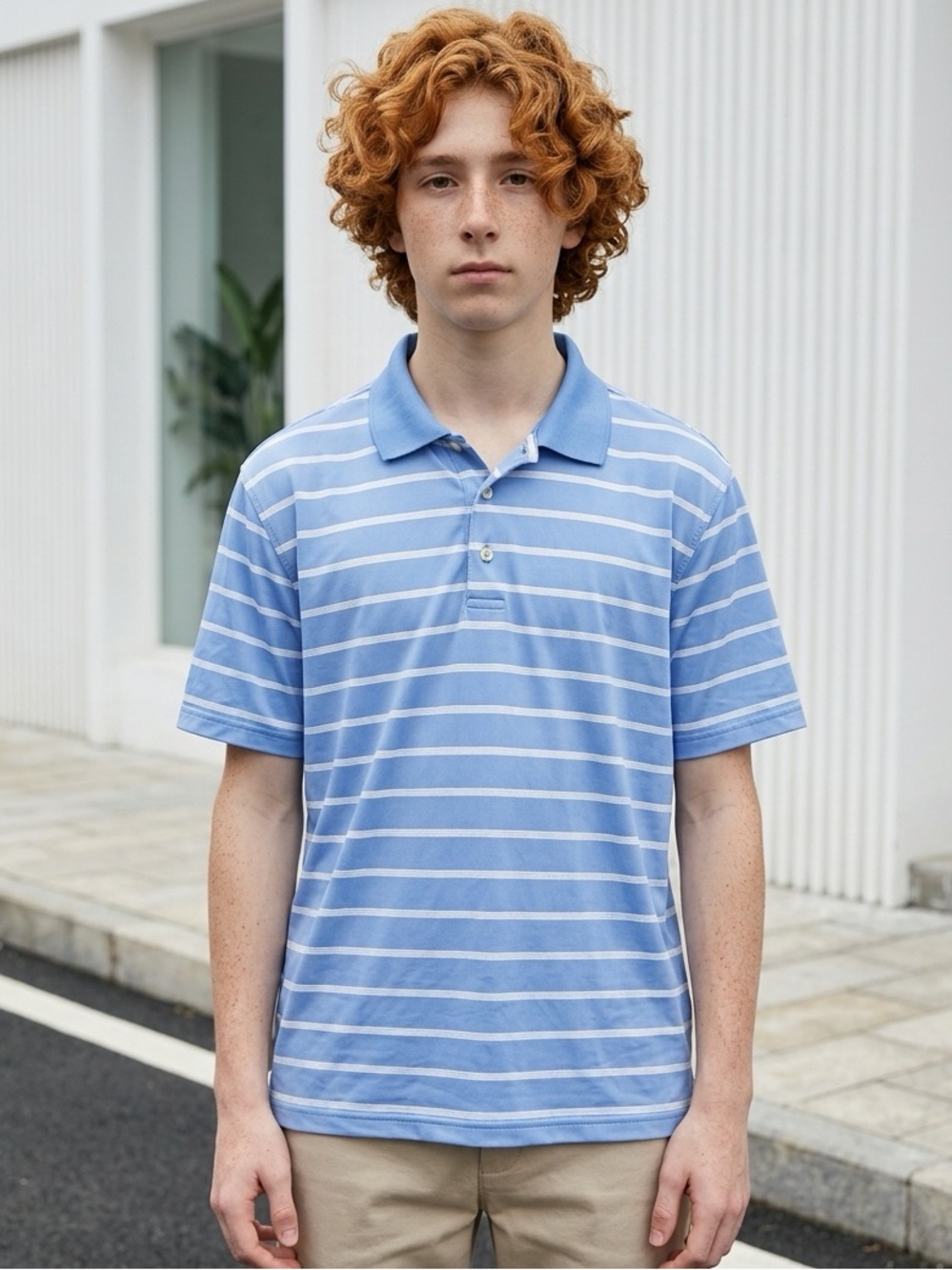 EUC Oxford Golf Super Dry Men's Cool Max Blue Striped Polo Shirt - Size M